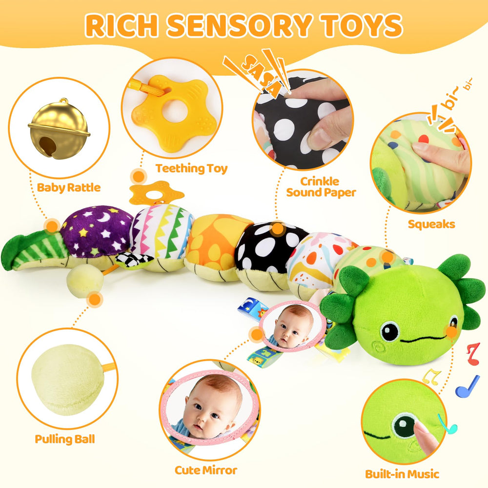 KMUYSL axolotl plush with built-in rattle for grasping play