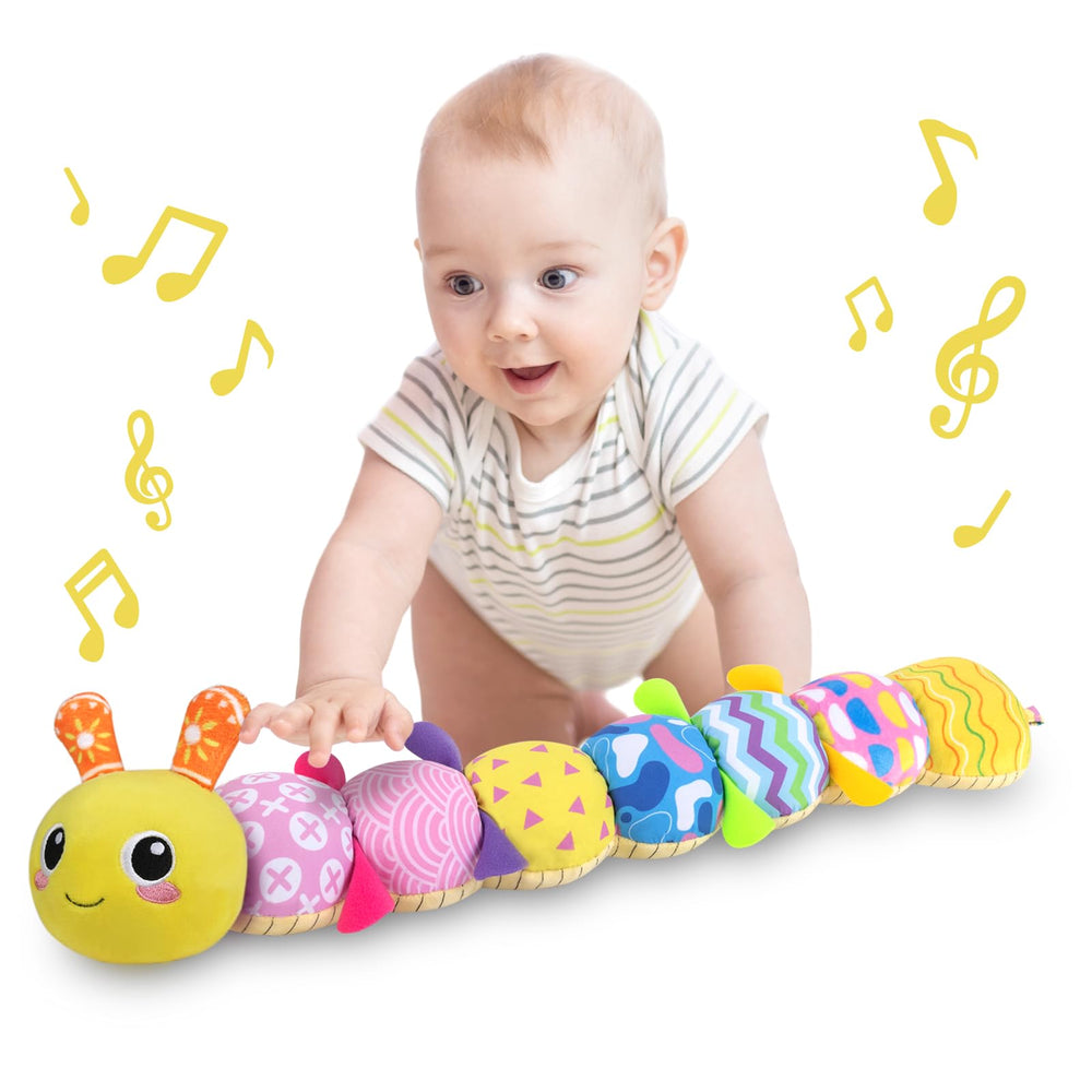 KMUYSL baby toy with crinkle and lullaby sounds to soothe infants.
