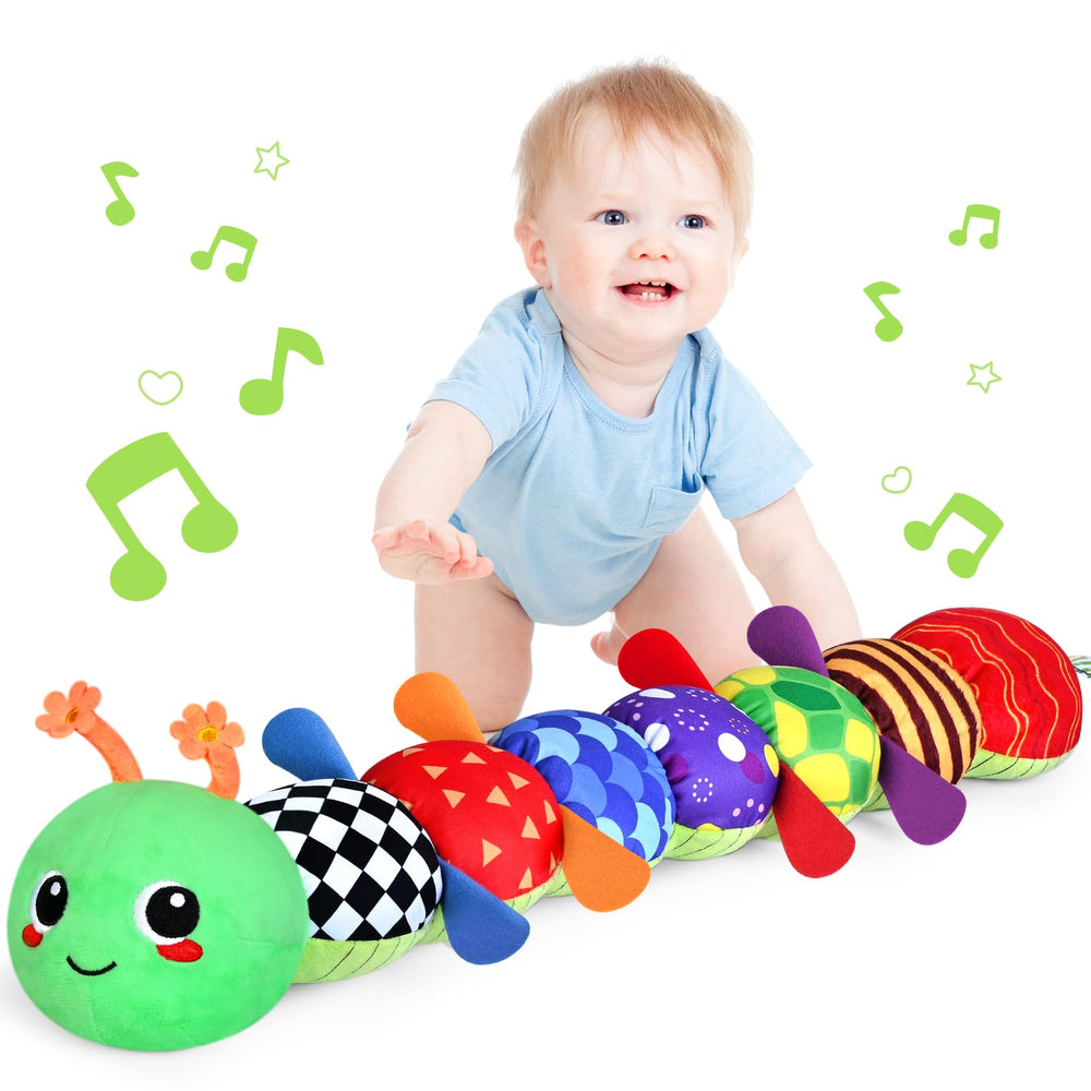 KMUYSL sensory animal plush with crinkle for tummy time exploration and engagement.