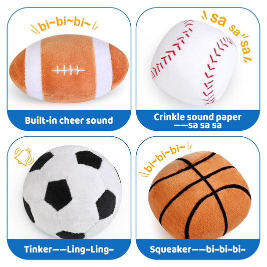 KMUYSL basketball squeaker ball promotes active grasping and sound triggered exploration.
