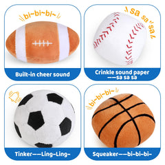 KMUYSL basketball squeaker ball promotes active grasping and sound triggered exploration.