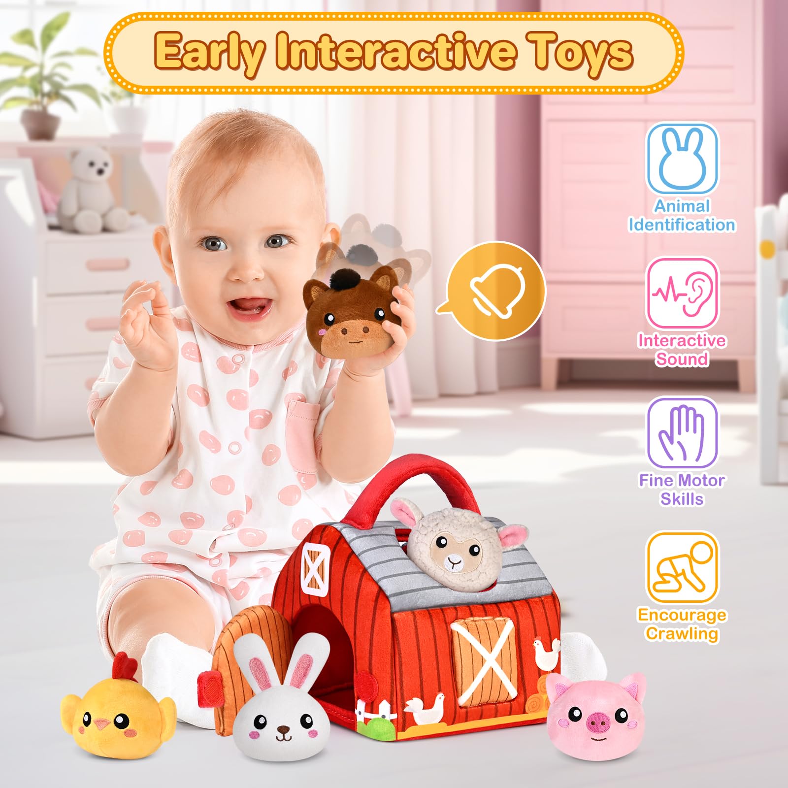 KMUYSL plush rabbit with crinkle sounds for tactile exploration