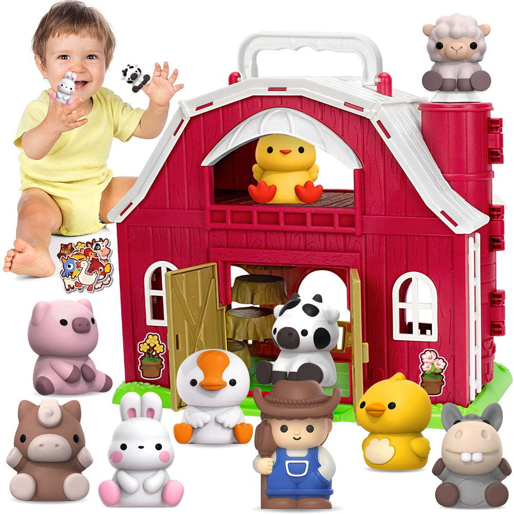 KMUYSL big red barn playset image: sturdy barn for imaginative farm scenes