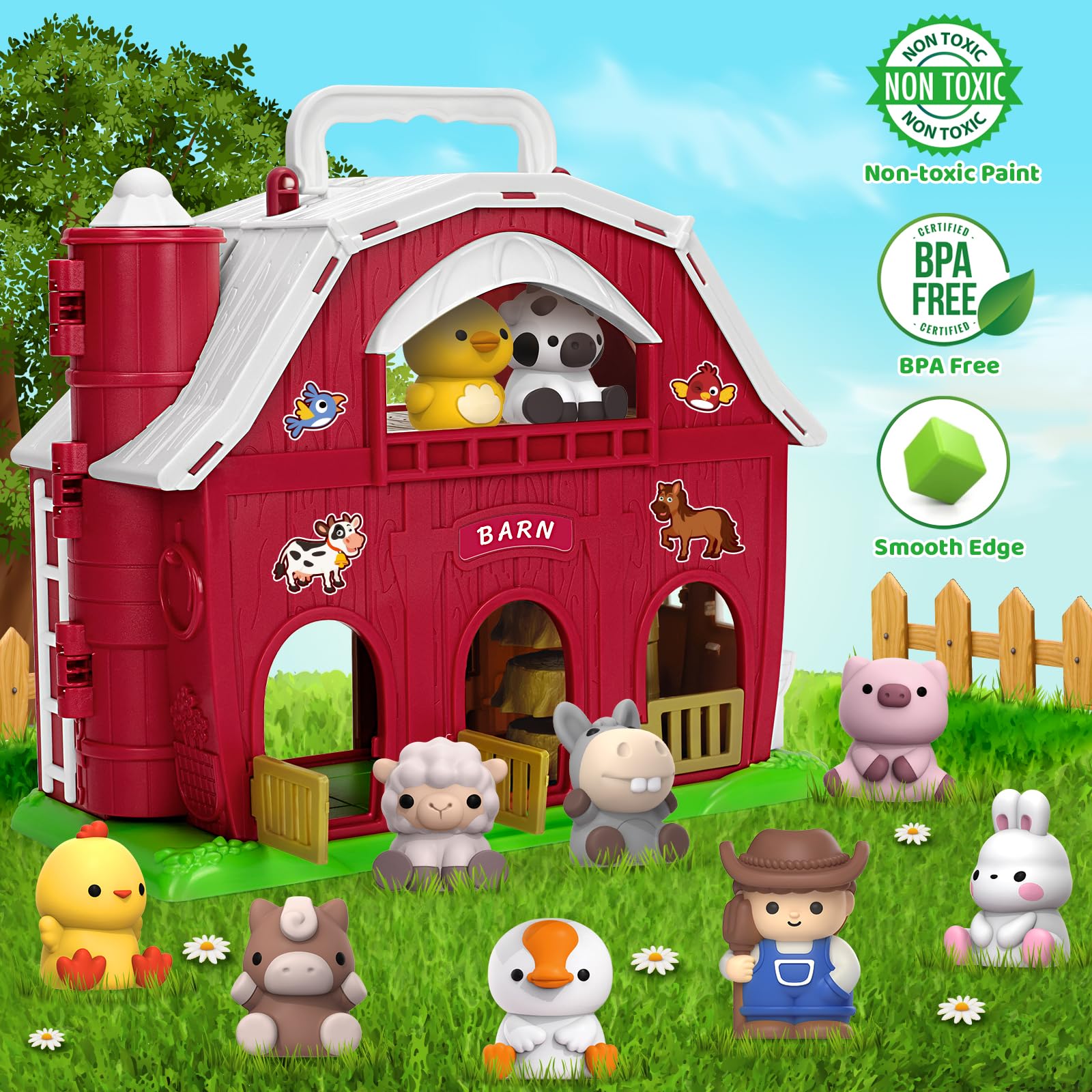 KMUYSL cow figure image: colorful animal for recognition and tactile play
