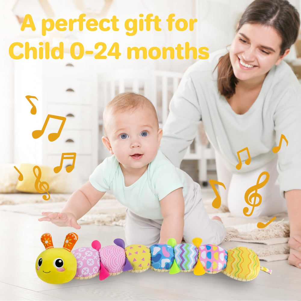 KMUYSL caterpillar plush with tummy ruler for growth tracking and fun.