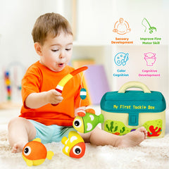 KMUYSL fabric fish squeaker toy enhances grasping and tactile play for tiny hands.