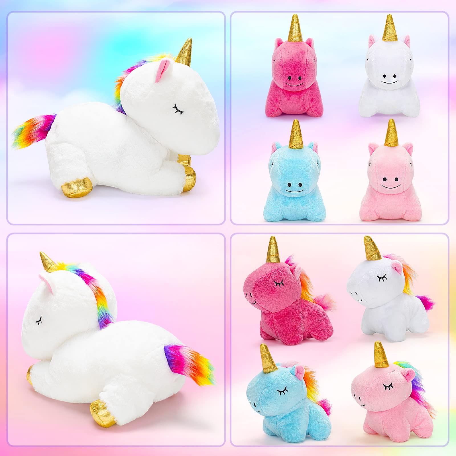 KMUYSL Iridescent manes and tails with gold horns spark imaginative play.