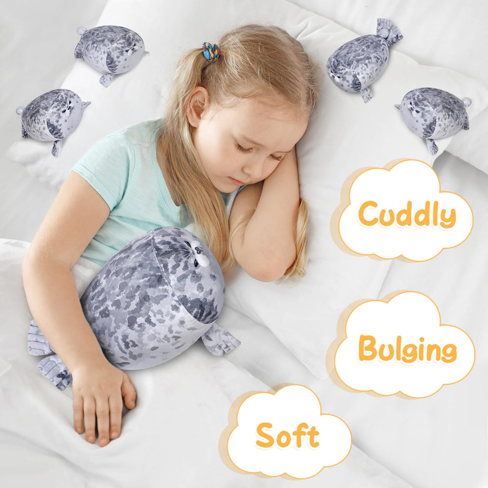 KMUYSL baby seals measure 6 inches for lively storytelling and travel-friendly cuddles.