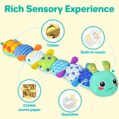 KMUYSL plush baby toy with lullaby sound for soothing and focus during play.