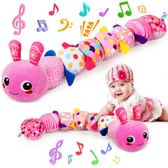 KMUYSL sensory animal toy with crinkle sounds boosts tactile exploration for babies.