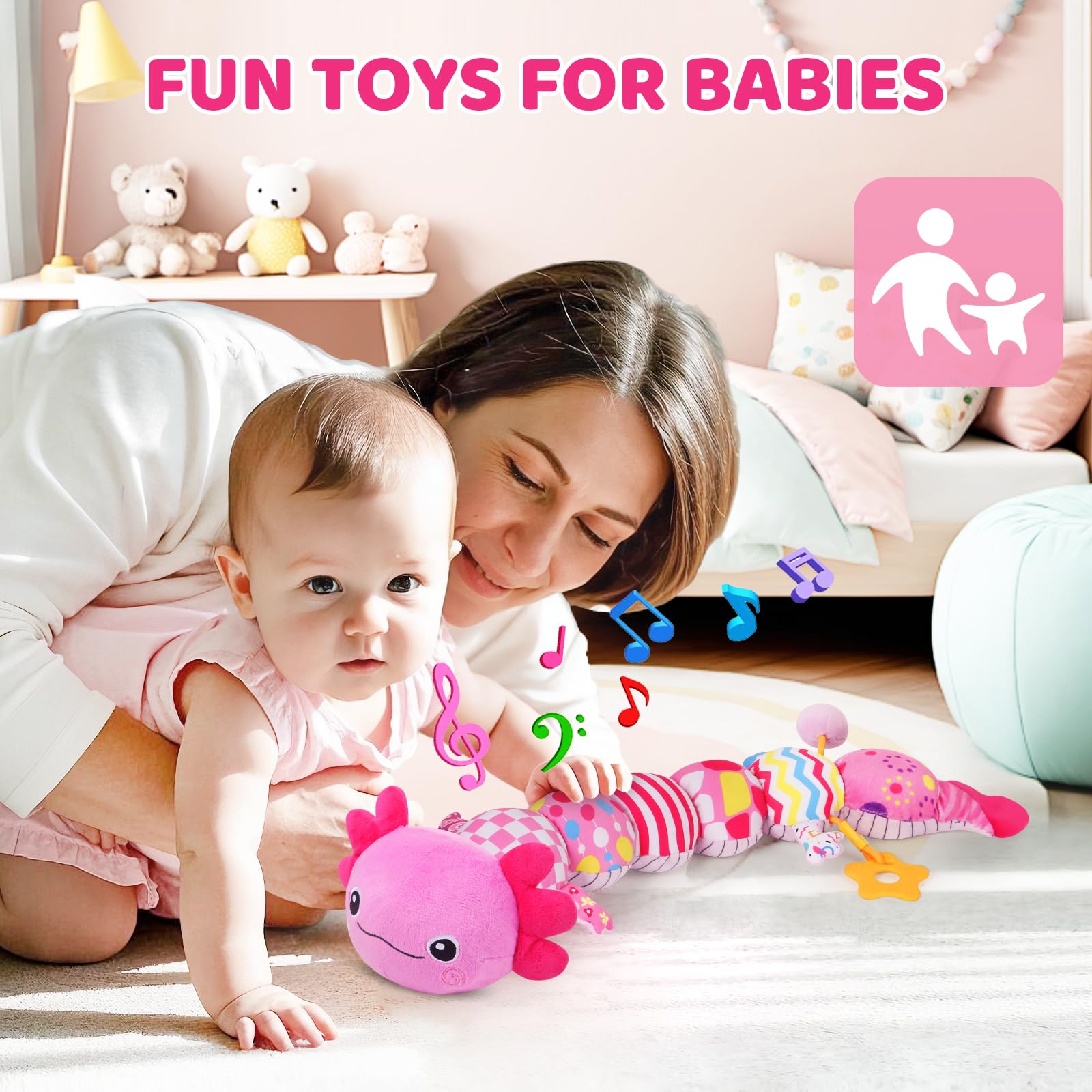 KMUYSL sensory baby toy with crinkle and squeaker