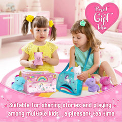 KMUYSL white unicorn plush with iridescent mane for magical pretend moments.