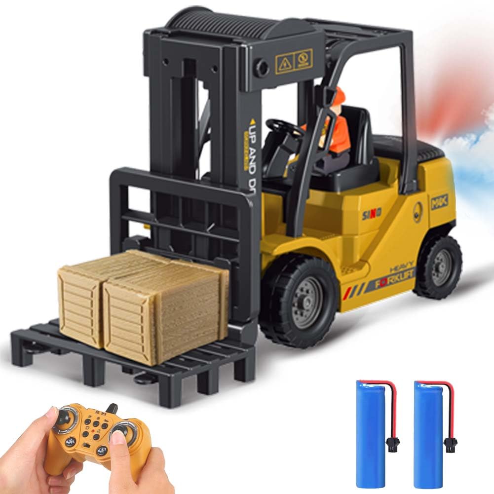 KNACKTOYZ 11-channel RC forklift front view with durable ABS build for safe indoor play.