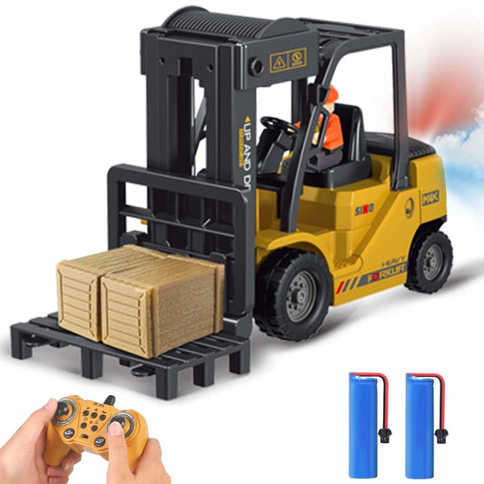 KNACKTOYZ 11-channel RC forklift front view with durable ABS build for safe indoor play.