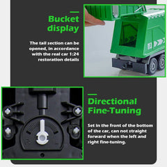 KNACKTOYZ garbage truck back tank lift for interactive loading play.