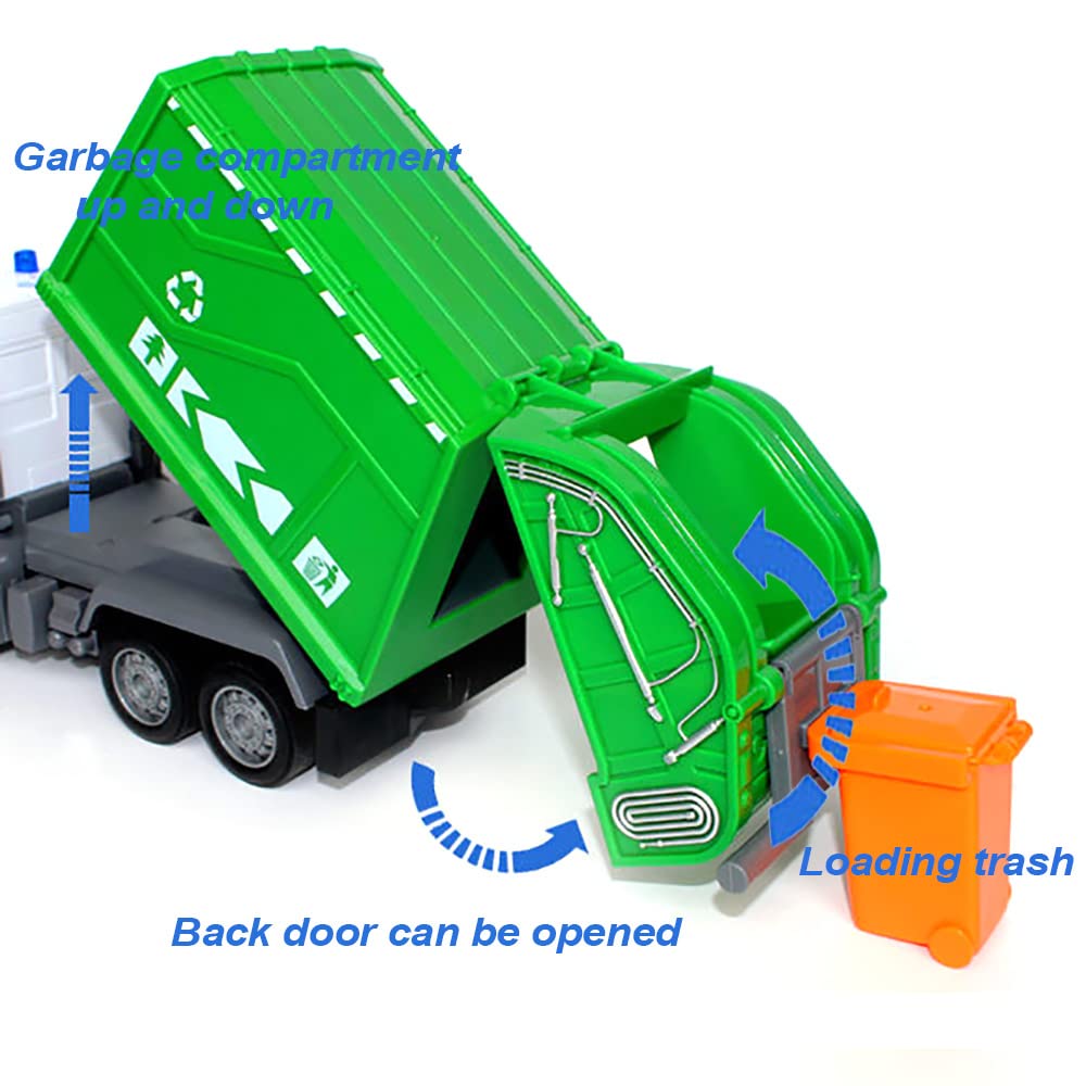 KNACKTOYZ garbage truck RC with lights on for eye-catching nighttime play.