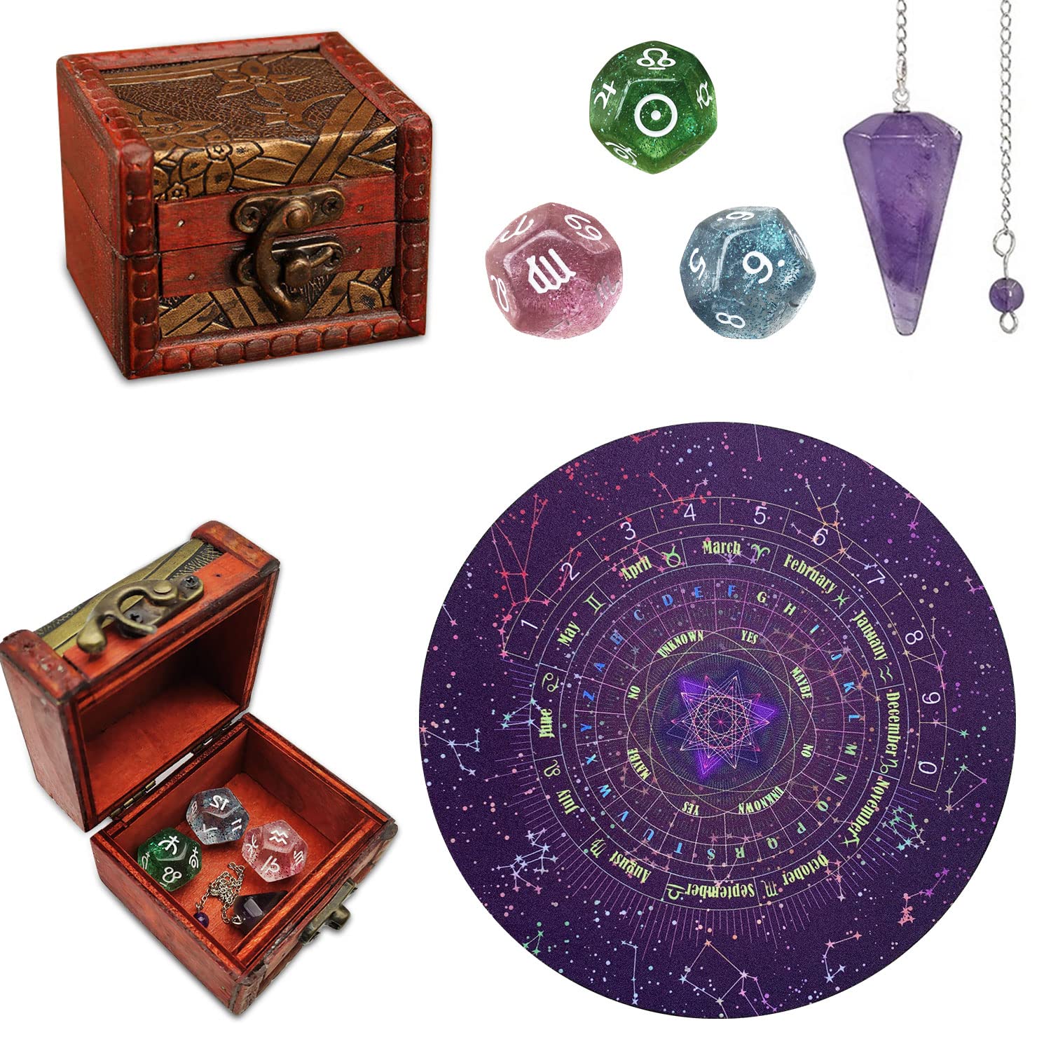 Knana wooden pendulum board for dowsing and divination sessions.