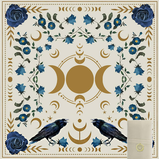 Knana Tarot Altar Cloth with silk witchcraft motif enhances focus during readings