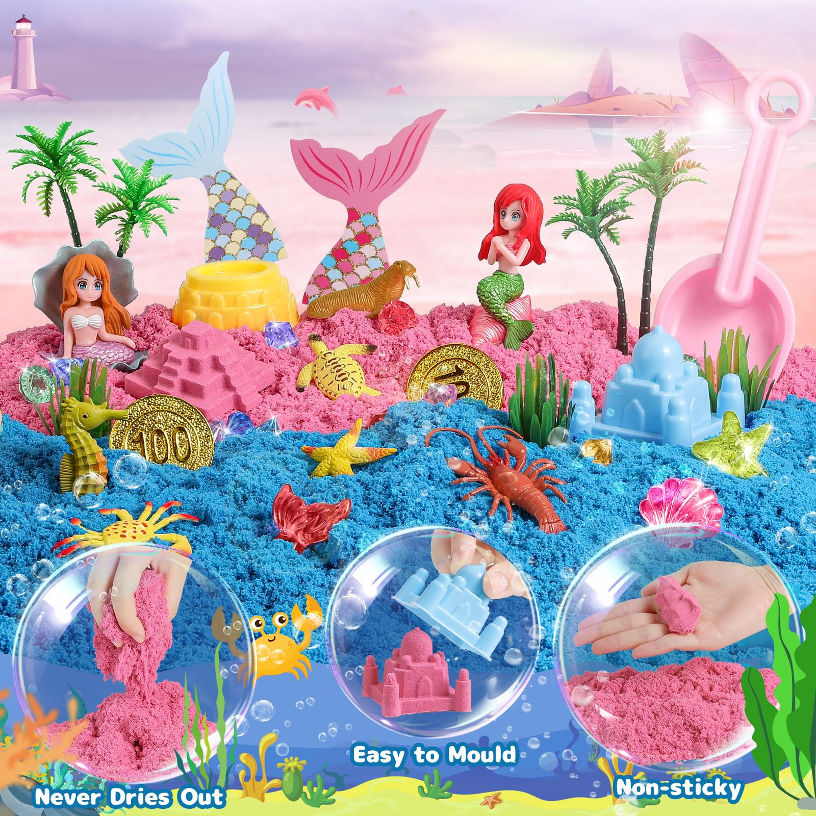 KNASON Mermaid storage box keeping toys organized after play.