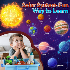 KNASON Outer Space Sensory Bin moldable sand offers reusable, mess controlled tactile fun.