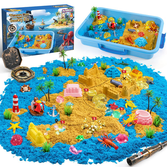 KNASON pirate treasure chest sensory bin offers a complete pretend play kit for treasure hunts