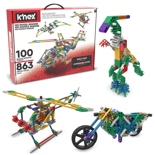 K'NEX 100 Model Building Set with 863 pieces for creative STEM projects