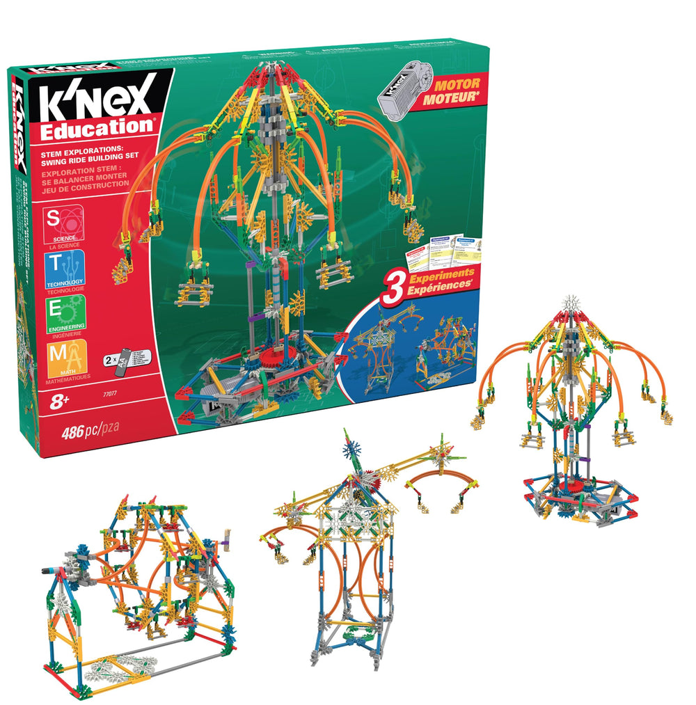 K'NEX Education Swing Ride assembly with colorful pieces for hands-on STEM learning.