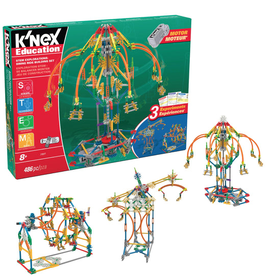 K'NEX Education Swing Ride assembly with colorful pieces for hands-on STEM learning.