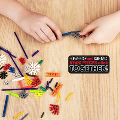 K'NEX vehicles, wings, rotors, and tracks for dynamic builds.