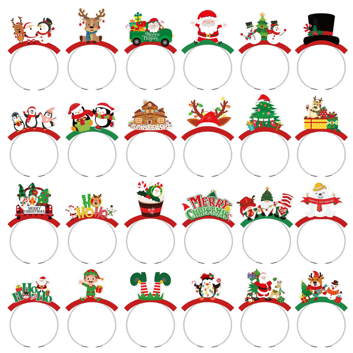 Knitgrip Christmas headbands Santa style for festive photos and family gatherings.