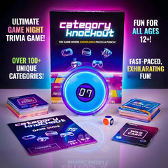 Knockout Games color dice and timer create dynamic turns for lively game sessions.