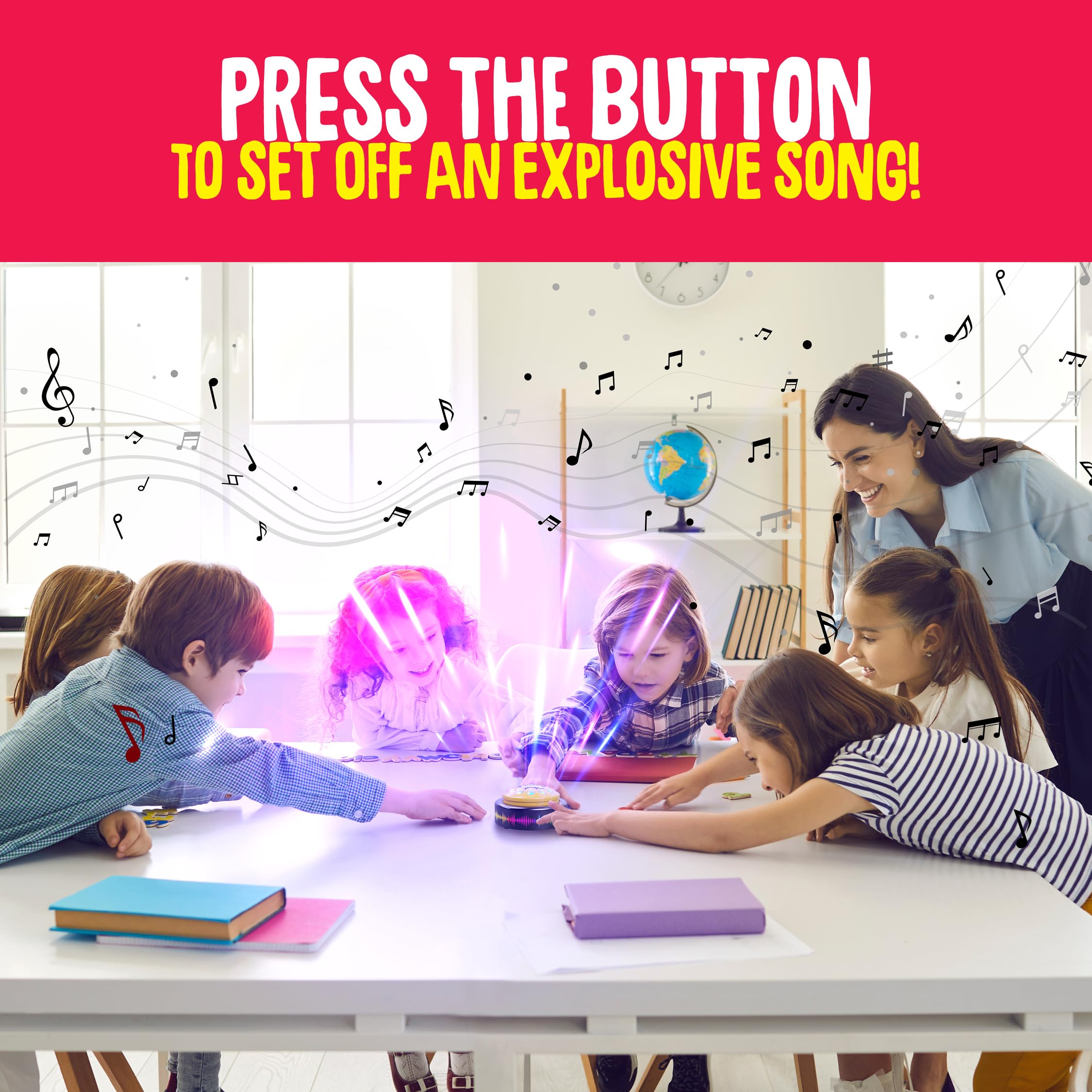 KNUCKLHEAD Dance Bomb Button lights up a desk during breaks.