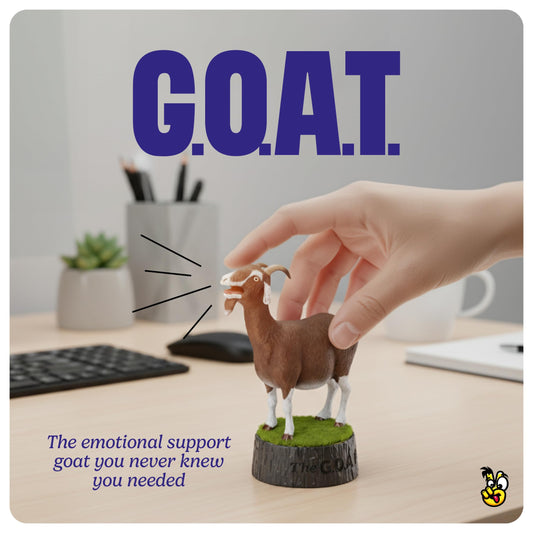 Knucklhead goat emotional support manual inside, a quirky desk companion.