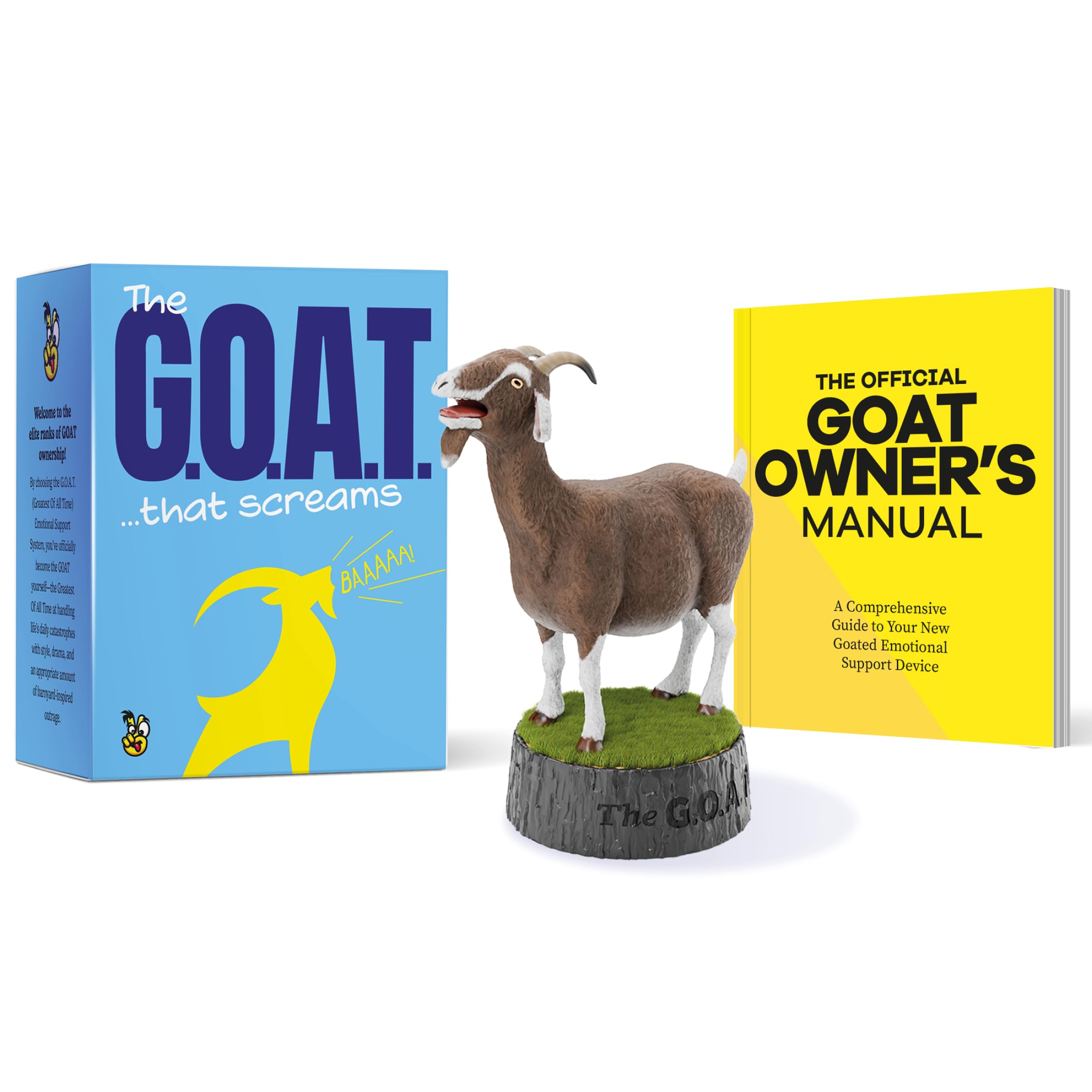 Knucklhead Screaming Goat desk toy main view, a playful desk centerpiece.