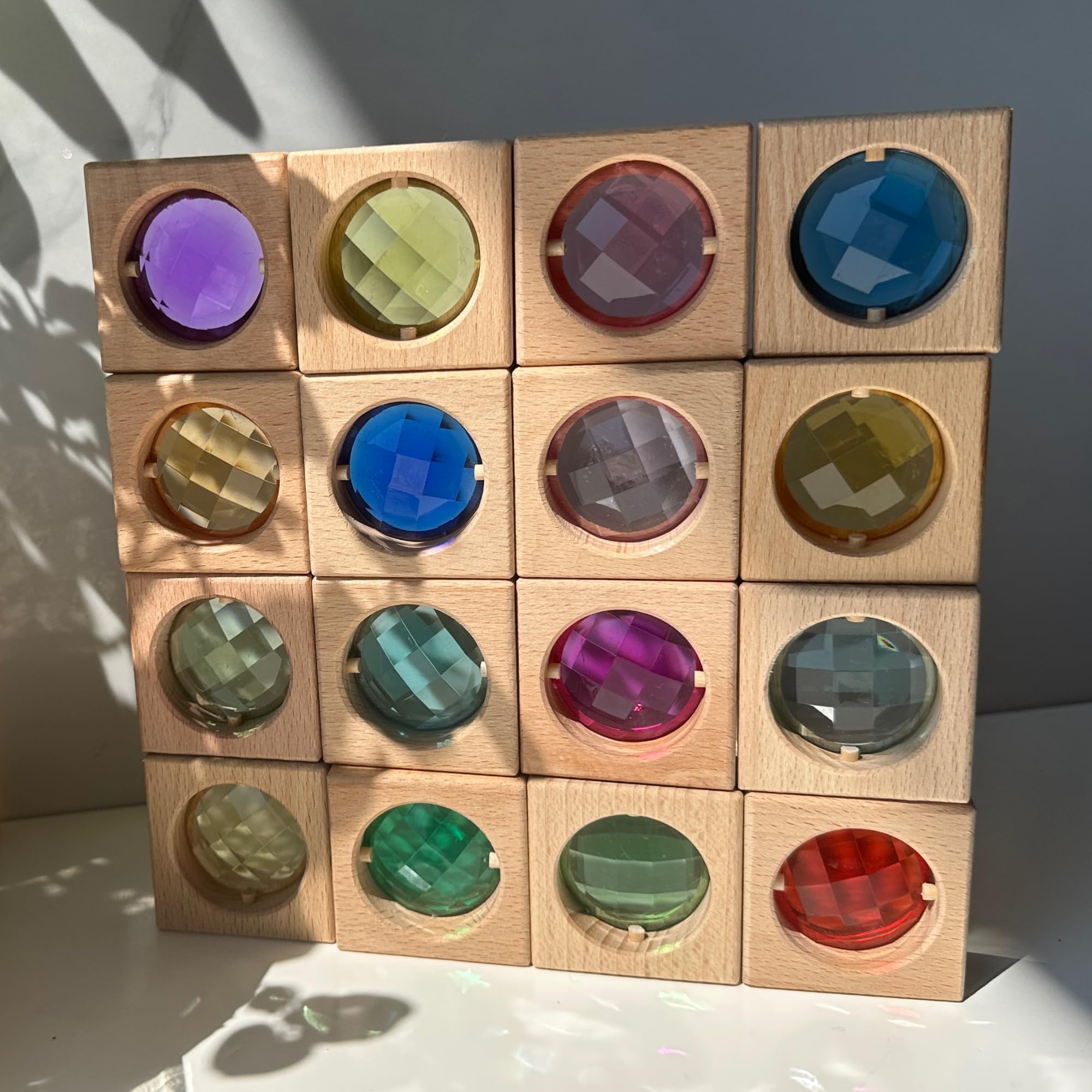 KOAICS rainbow acrylic square gem blocks sparkle in sunlight for open-ended play