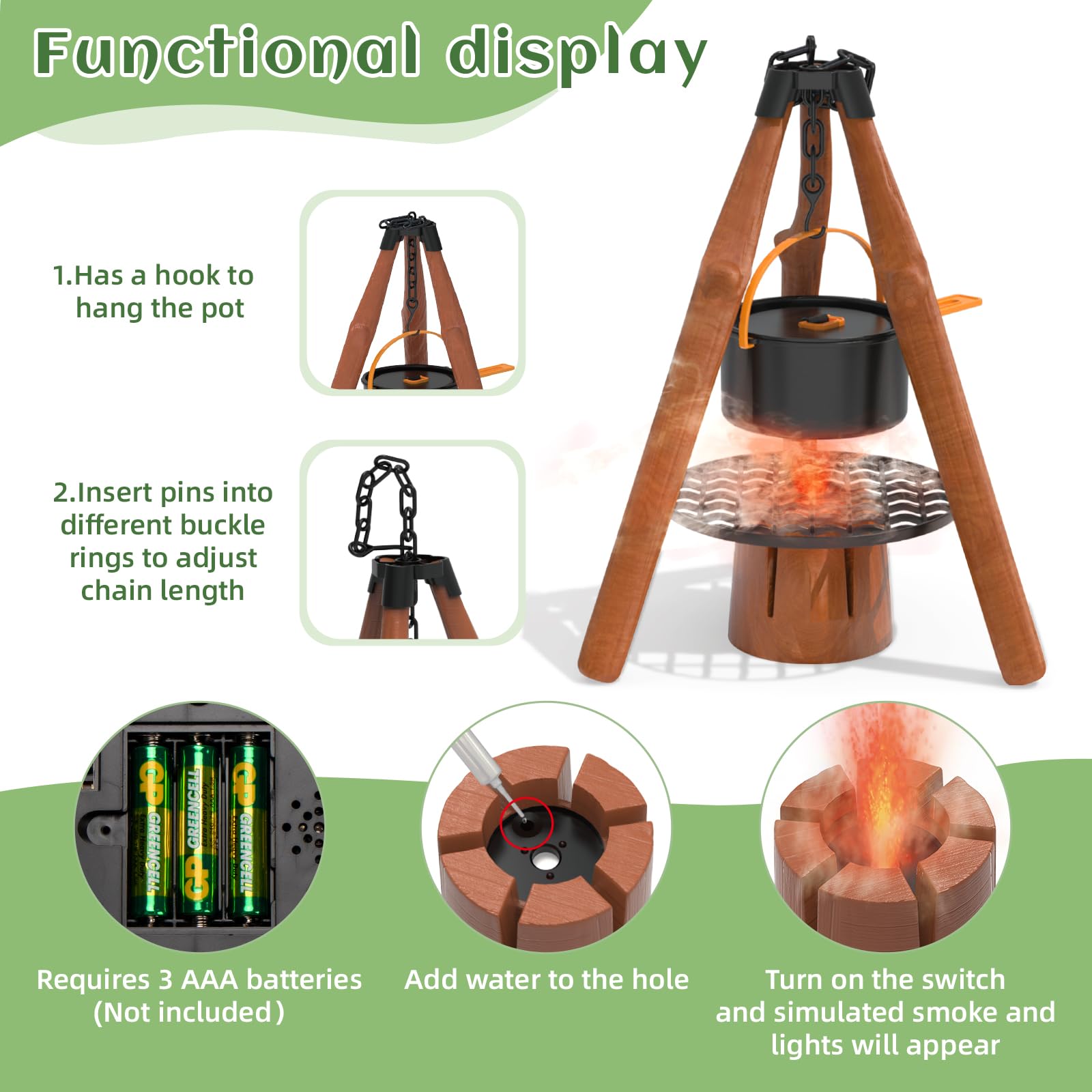 KOALA DIARY pretend stove with tripod boosts realistic campfire role-play.