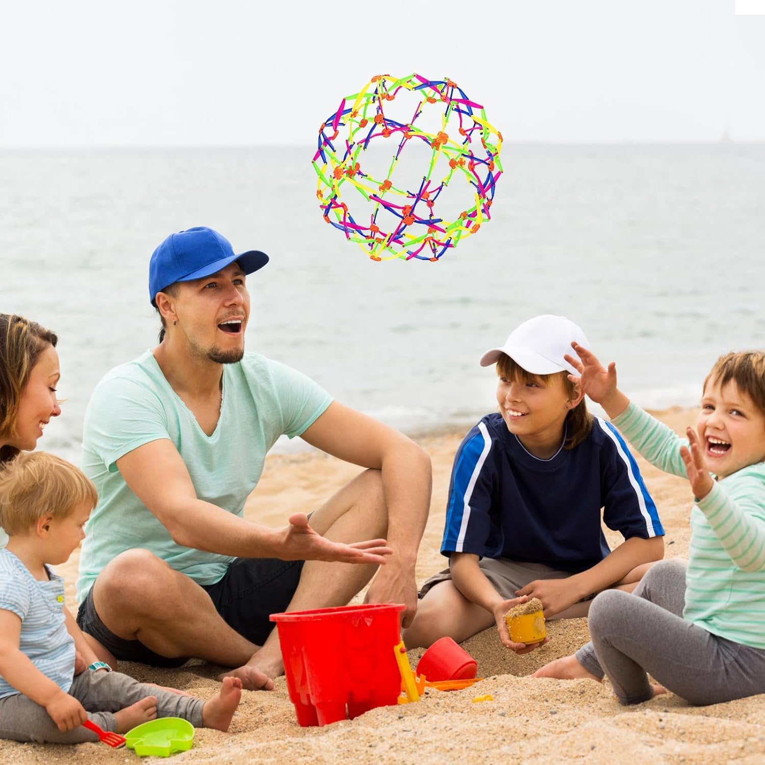Kocasall expandable ball showing durable ABS plastic and bright colors.