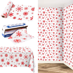 Kochorie red snowflake tablecloth roll with cutter box for easy trimming