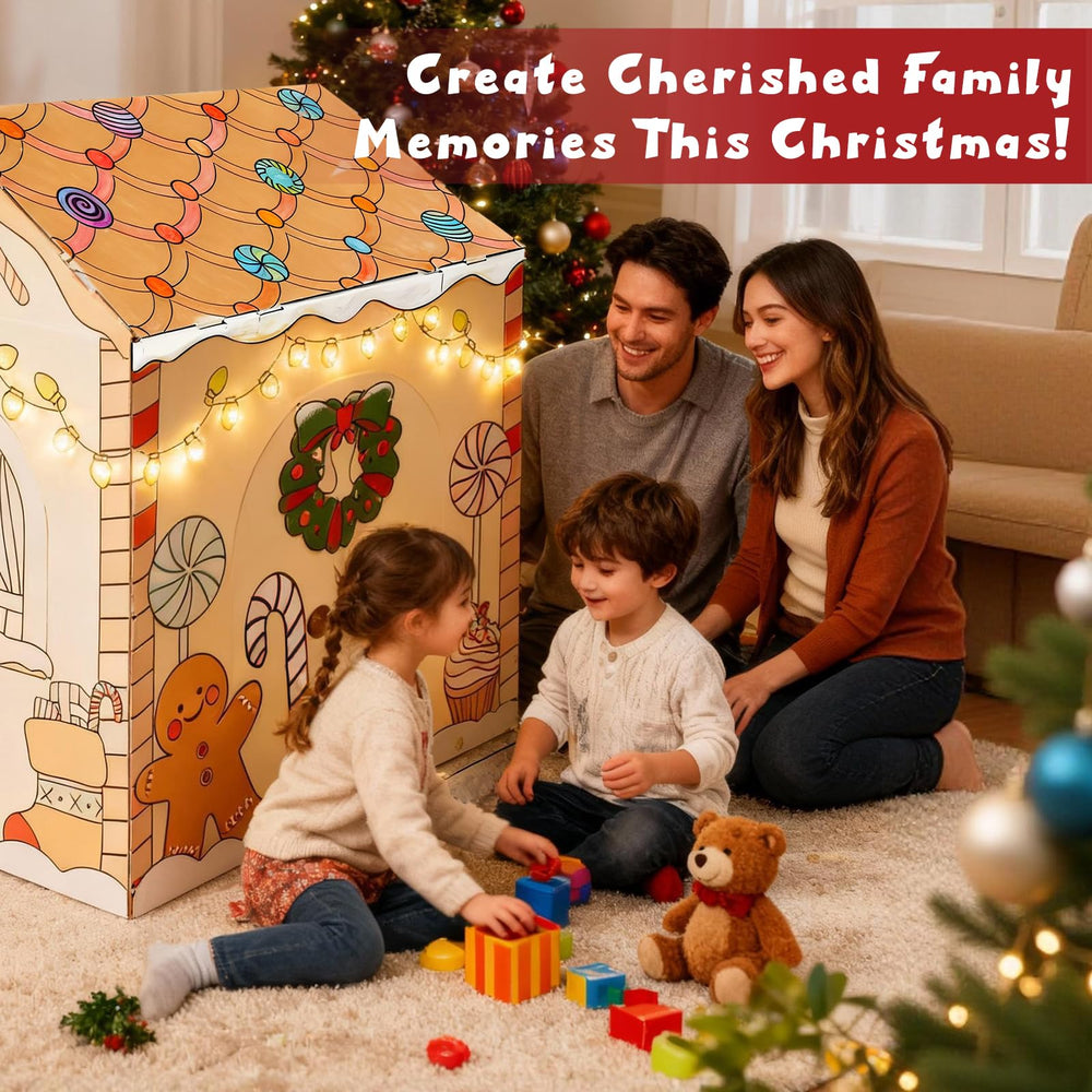 Kockuu Gingerbread Cardboard House family playtime during holidays