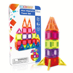 Kocojrff 57pcs magnetic tiles mini travel set for on-the-go creative building.