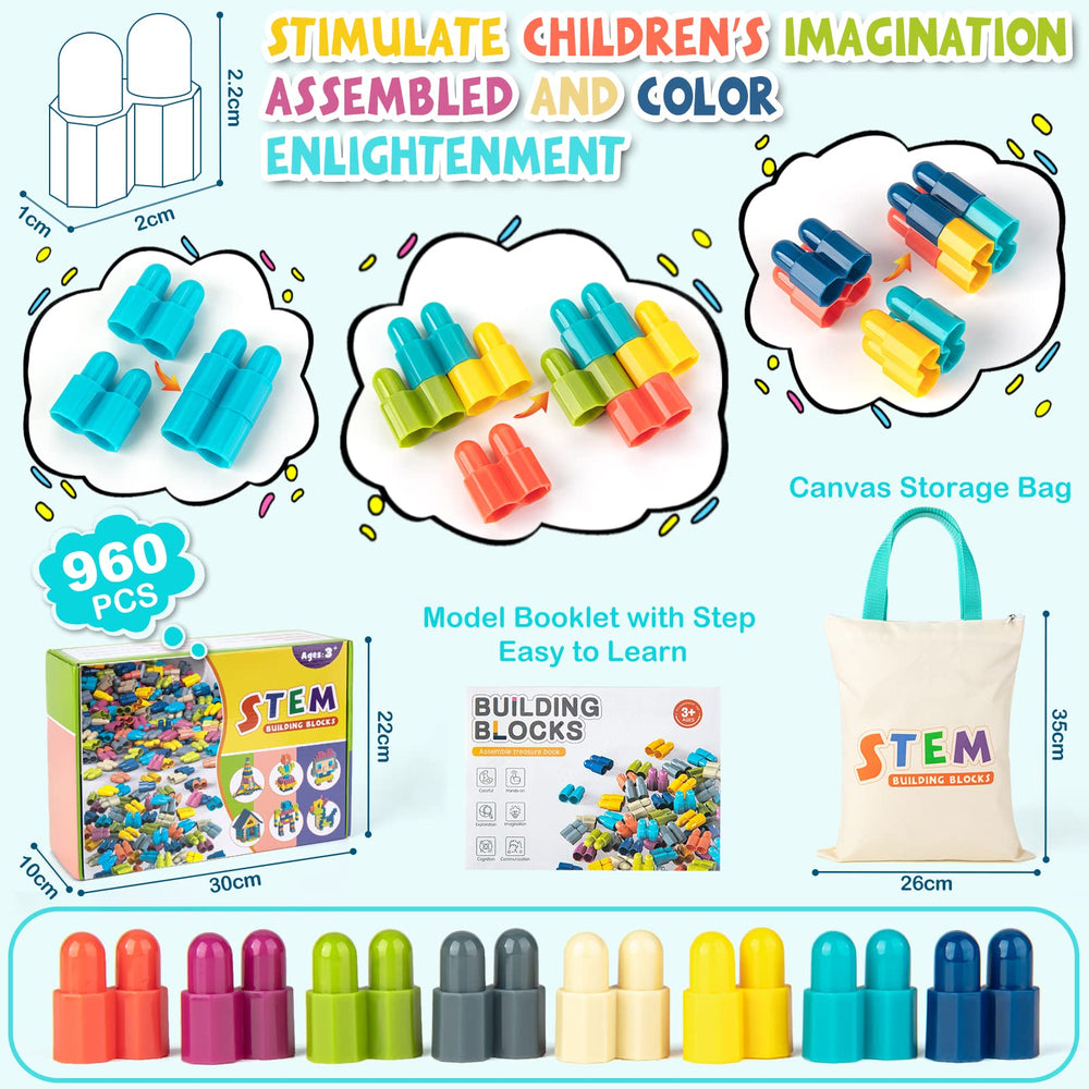 KODATEK 961 Pcs colorful castles built by kids for creative STEM exploration