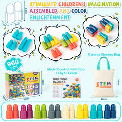 KODATEK 961 Pcs colorful castles built by kids for creative STEM exploration