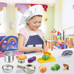 KODATEK Play Kitchen apron and chef hat for role-play and tidy outfits