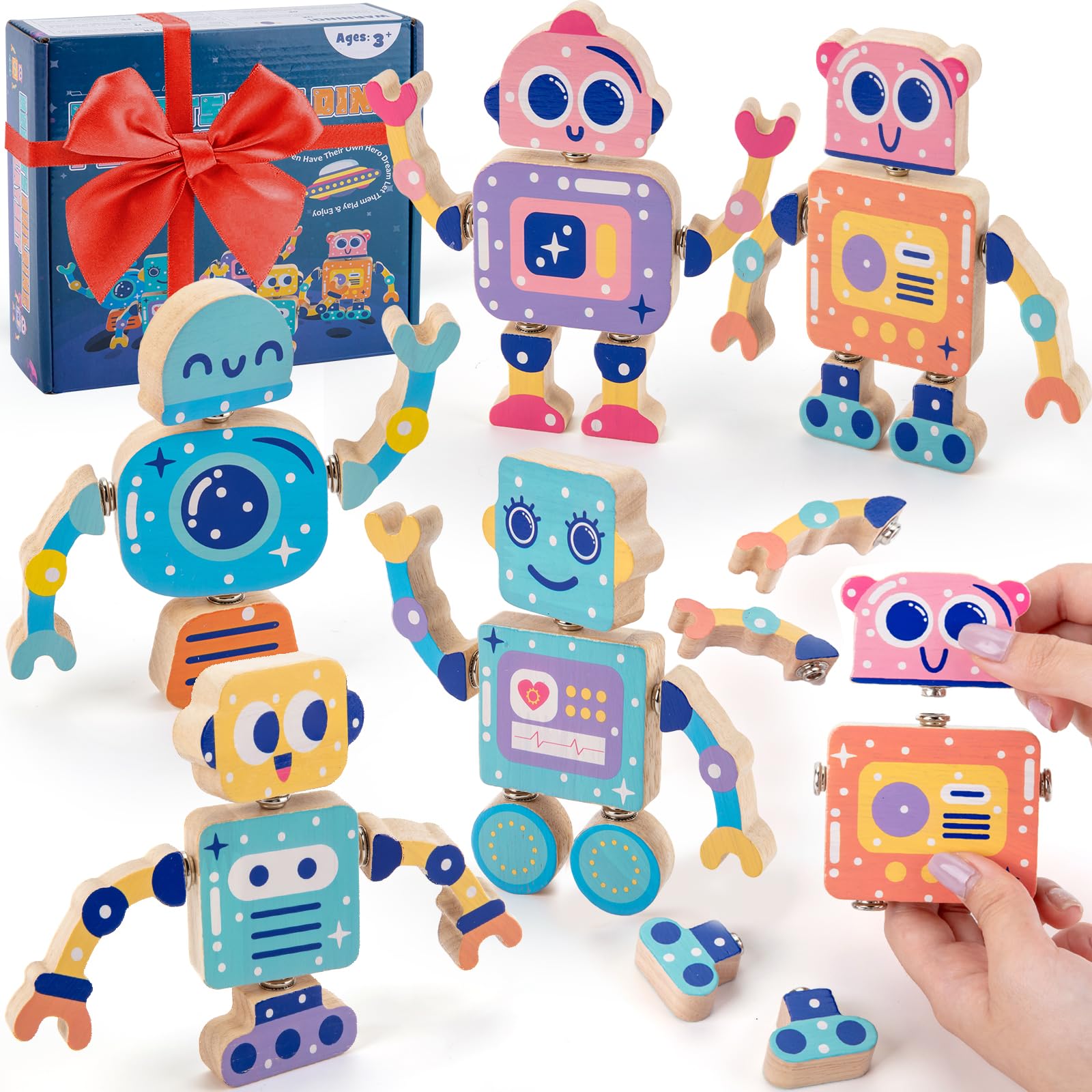 KODATEK wooden snap-together head with color coding for creative building play.