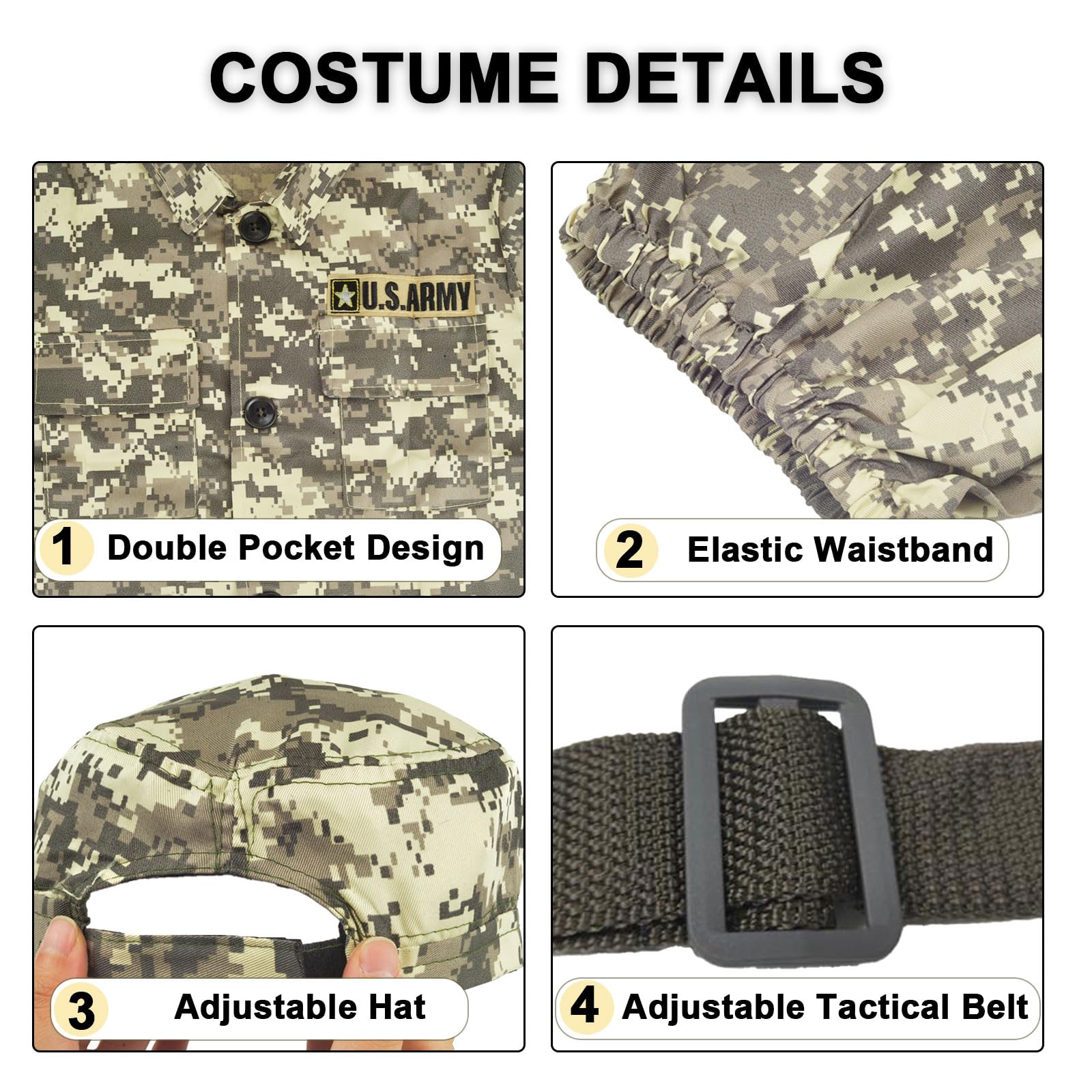 Kodvinp Army costume accessories set with realistic details for pretend play.