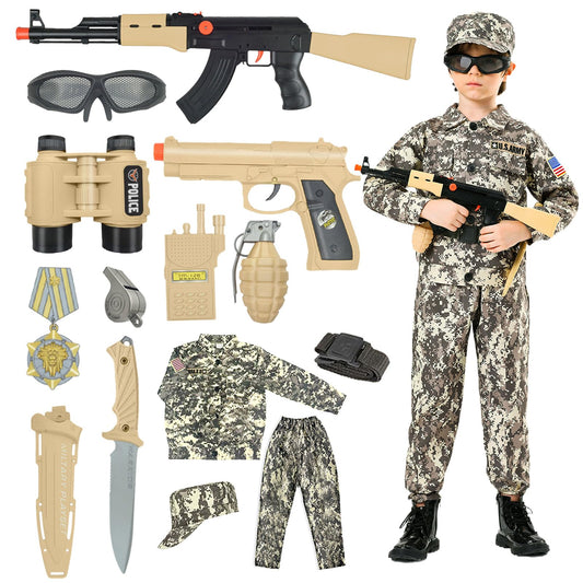 Kodvinp Army costume shirt for kids, durable camouflage top for immersive role-play.