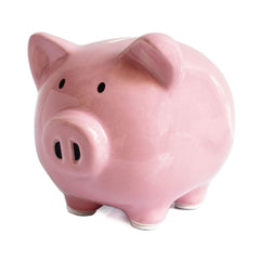 KOHIENWO Pink Piggy Bank front view shows a glossy ceramic keepsake for kids' savings.