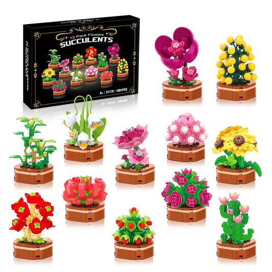 KOJAYHOL 12-pack flower succulent models during assembly for a vibrant home centerpiece.
