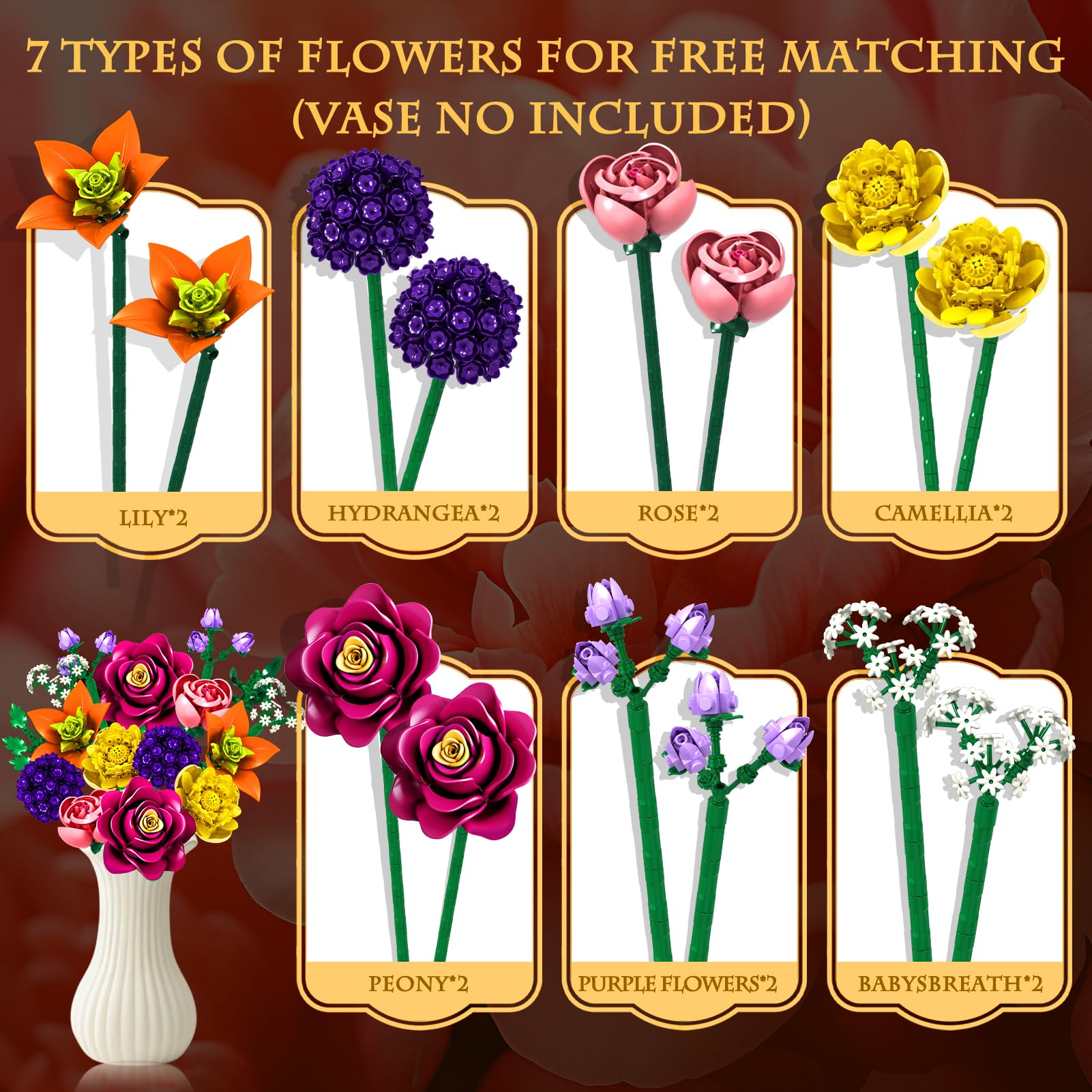 KOJAYHOL ABS bricks deliver durable, safe floral decor for display and play.