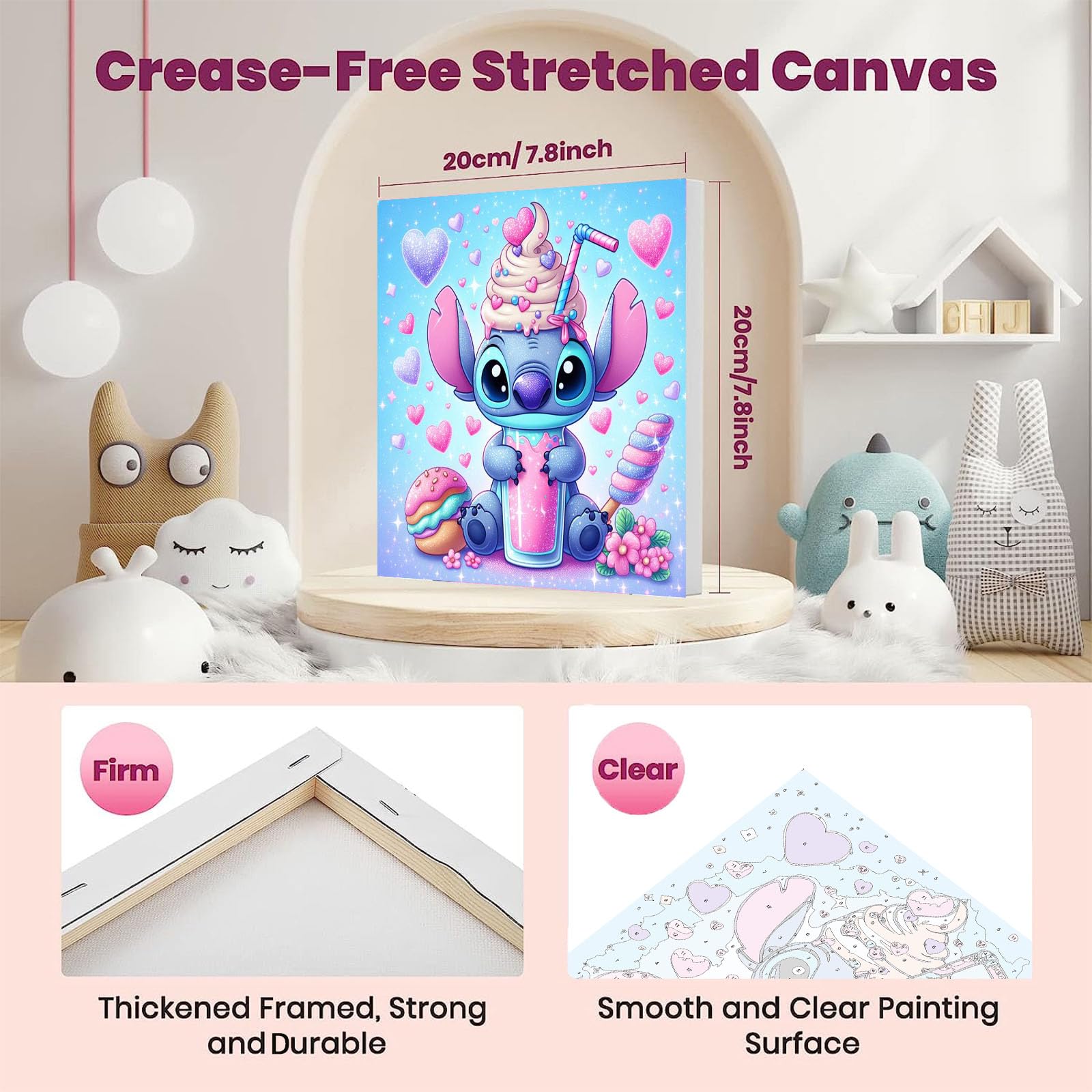 KOJEFCV wooden easel and frame for displaying kids' artwork.